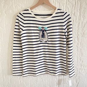 Talbots Long Sleeve Striped Penguin Shirt Size Petite